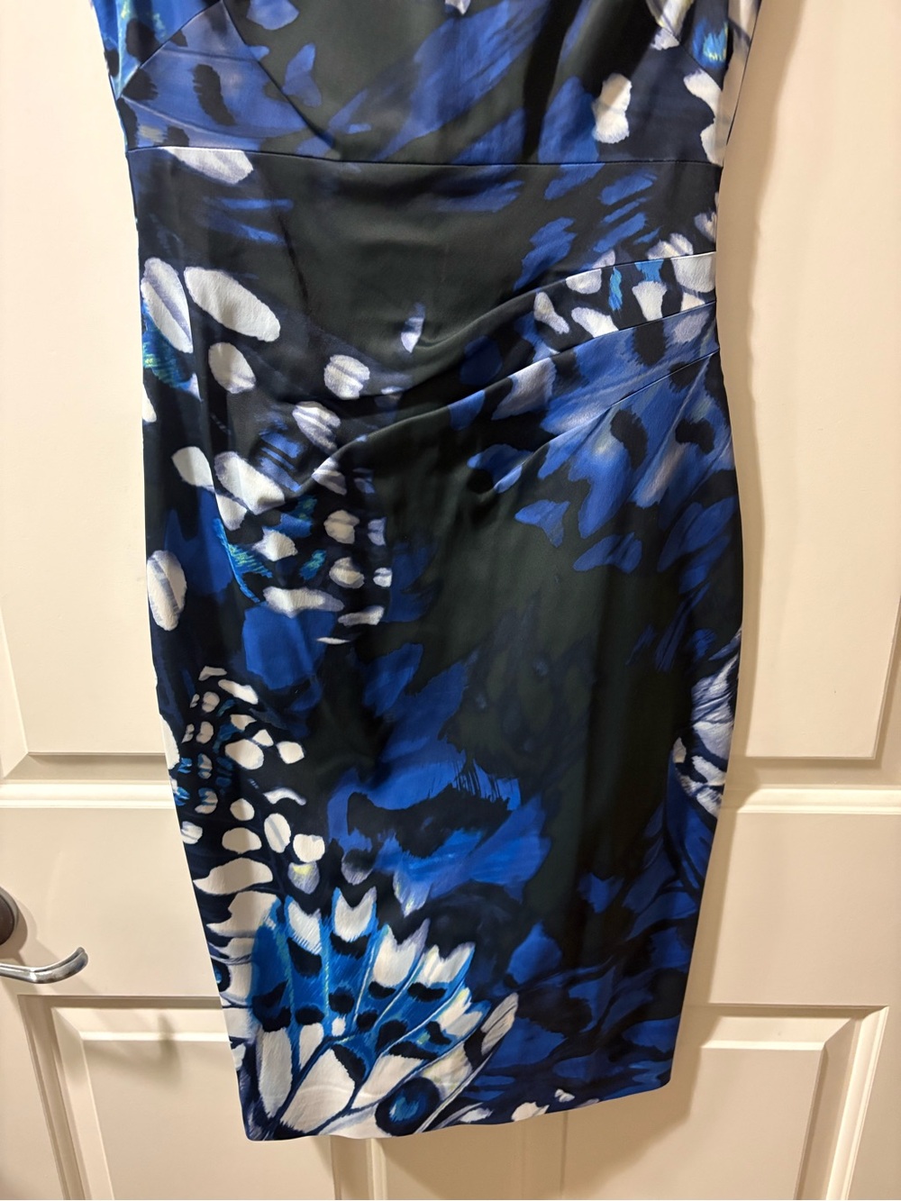 Karen Millen Monarch Butterfly Print Blue & Black Printed Sheath Dress - Picture 5 of 12